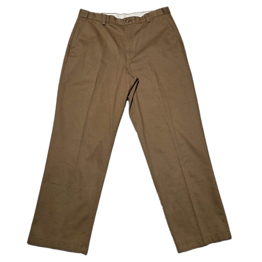 LL Bean Men's Sz 35x30 Straight Chino Pants Comfort Waist Brown 100% Cotton